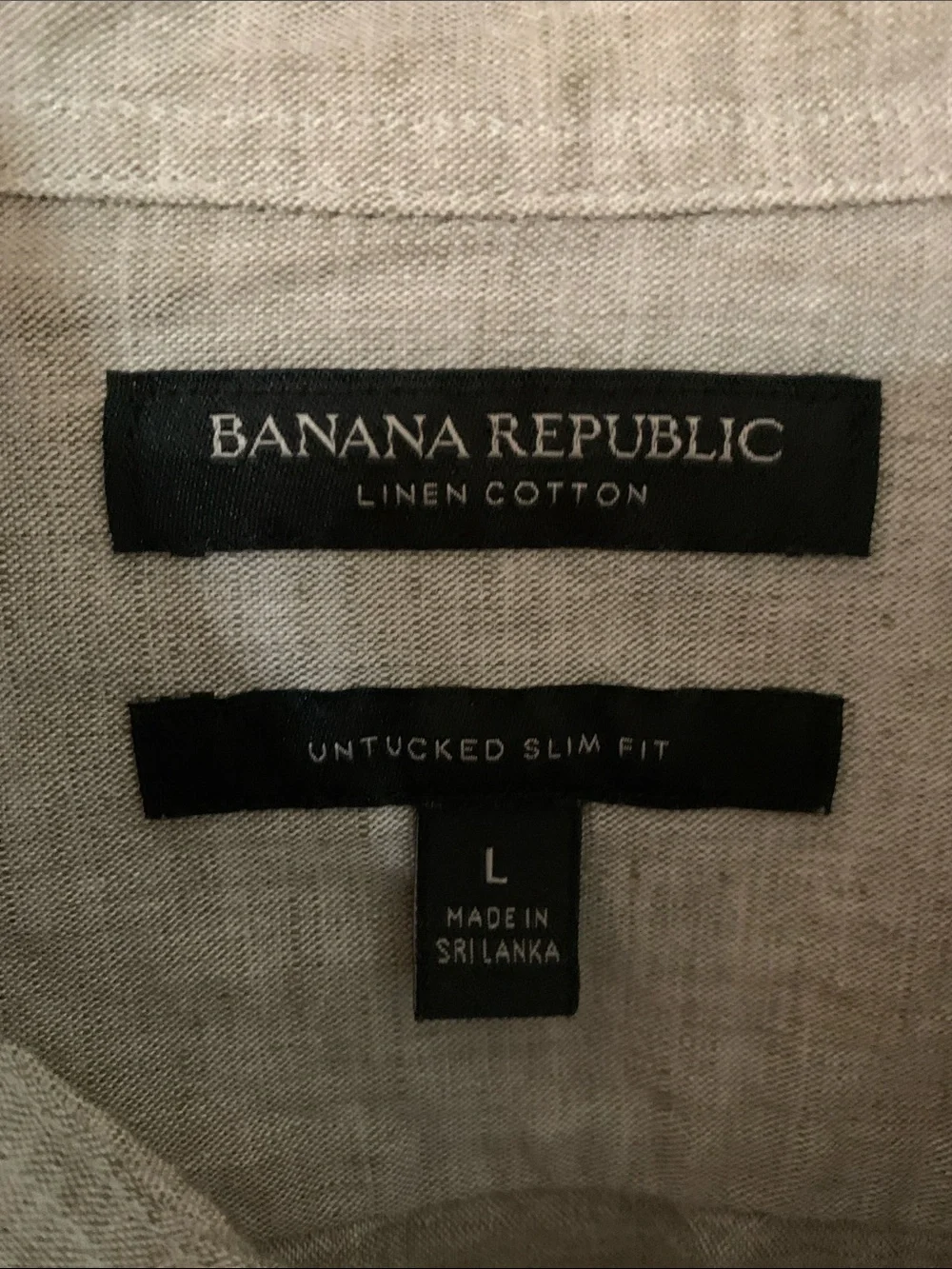 Banana Republic Men’s Linen Cotton Untucked Slim Fit Button Up Shirt Tan Large